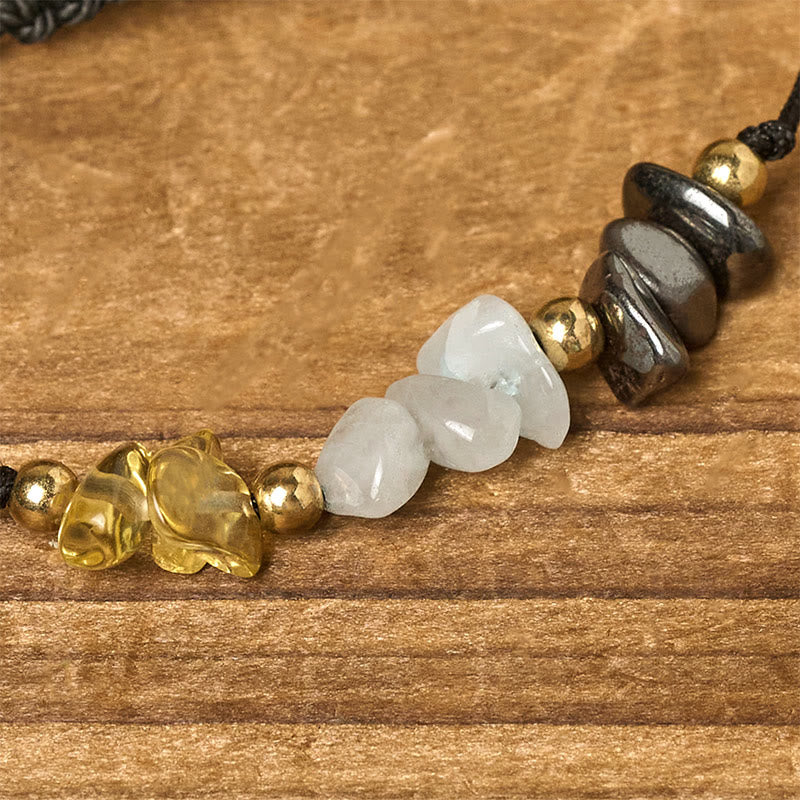 Buddha Stones Citrine Green Aventurine Pyrite Success Rope Card Bracelet - image 4