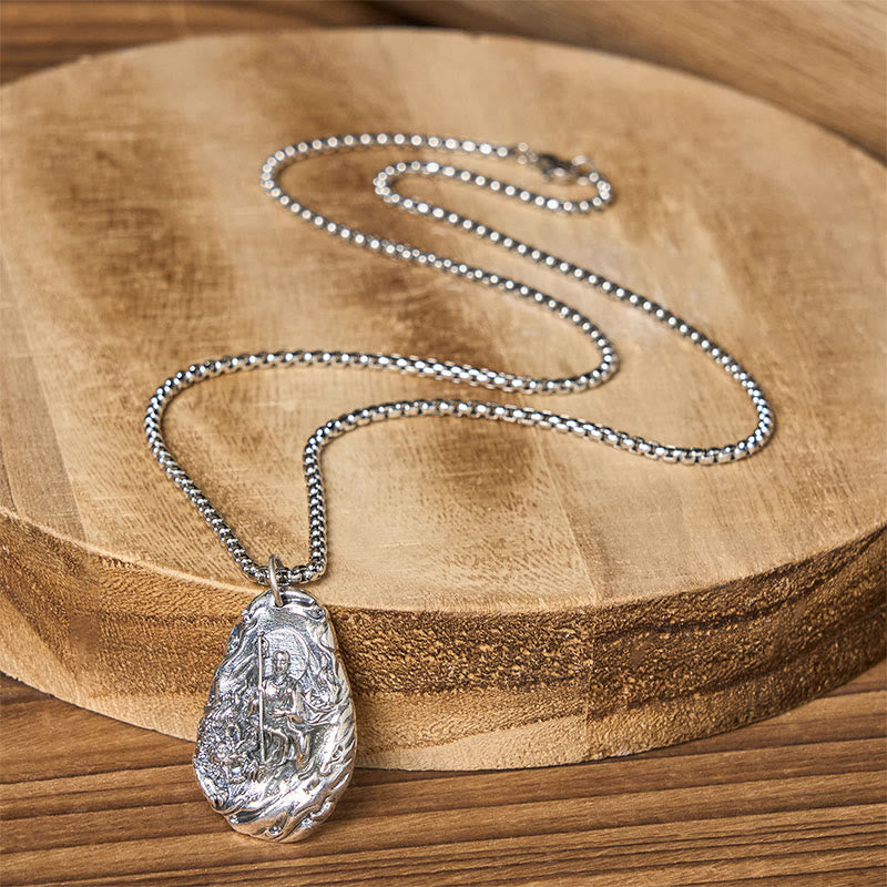 Buddha Stones Copper Kṣitigarbha Dizang Bodhisattva Compassion Pendant Necklace - image 8