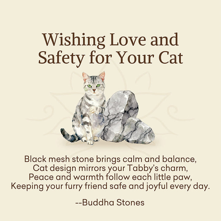 Buddha Stones "Wishing Love and Safety for Your Cat" Grey Tabby Bracelet Includes Gift Message Card - image 2