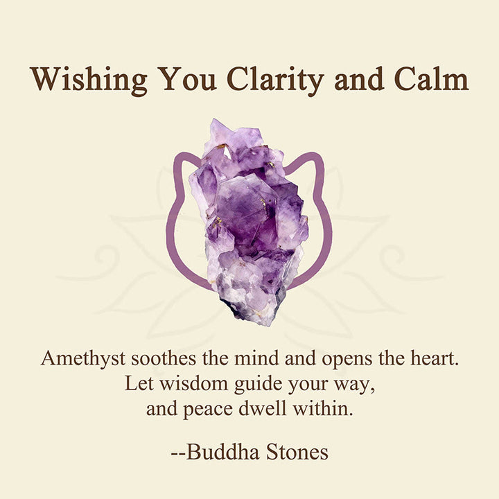 Buddha Stones "Wishing You Clarity and Calm" Cute Cat Amethyst Bracelet Includes Gift Message Card - image 2