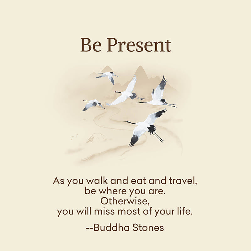 Buddha Stones "Be Present" Casual White Red Cranes Men Women Unisex Socks Includes Gift Message Card - image 1