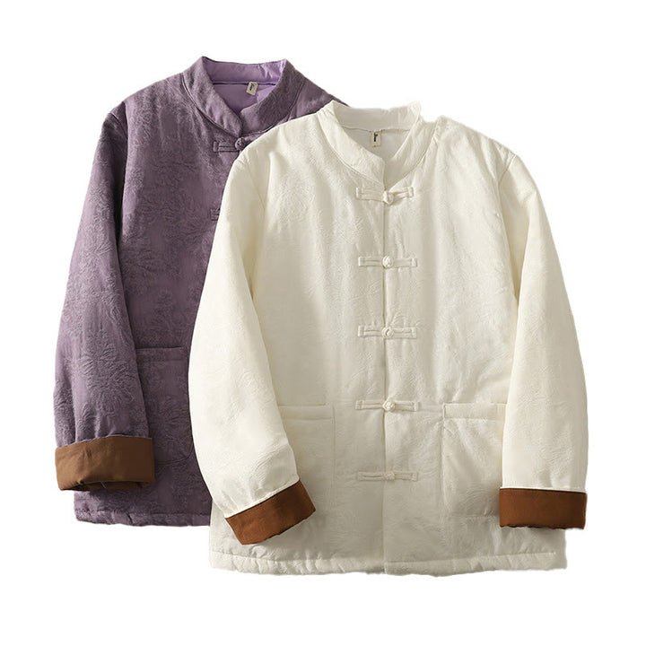 Buddha Stones Women's Solid Color Frog-Button Design Long Sleeve Cotton Jacket With Pockets - image 16