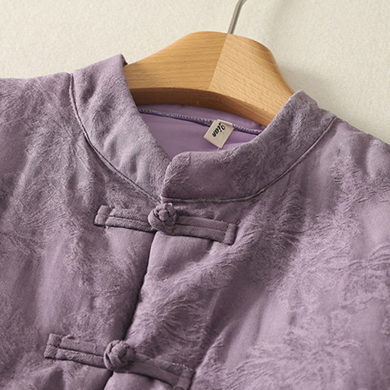 Buddha Stones Women's Solid Color Frog-Button Design Long Sleeve Cotton Jacket With Pockets - image 1