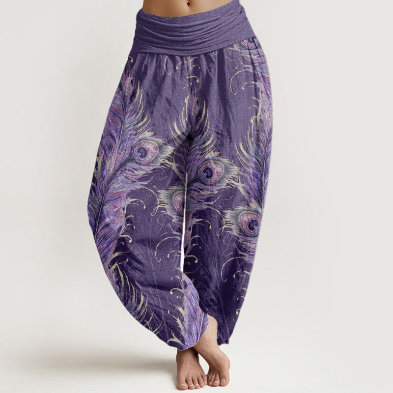 Buddha Stones Pure Cotton Bright Phoenix Pattern Women's Elastic Waist Harem Pants - Indigo - US22，UK/AU26，EU54 (6XL) - image 8