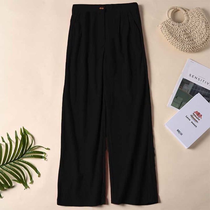 Buddha Stones Casual Corduroy Straight-leg Women's Pants With Pockets - Black - US14，UK/AU18，EU46 (2XL) - image 6