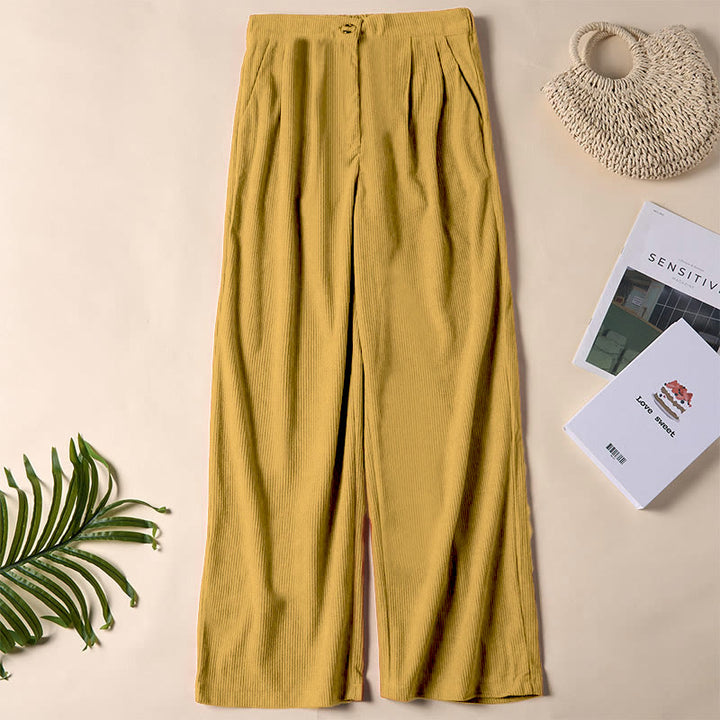 Buddha Stones Casual Corduroy Straight-leg Women's Pants With Pockets - Goldenrod - US14，UK/AU18，EU46 (2XL) - image 19