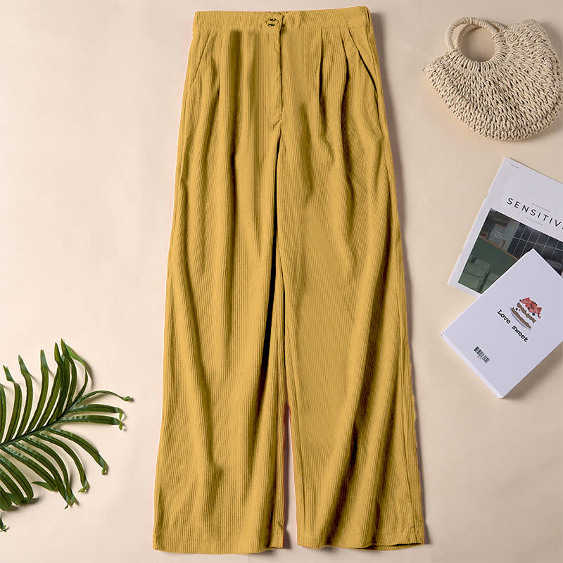 Buddha Stones Casual Corduroy Straight-leg Women's Pants With Pockets - Goldenrod - US14，UK/AU18，EU46 (2XL) - image 14