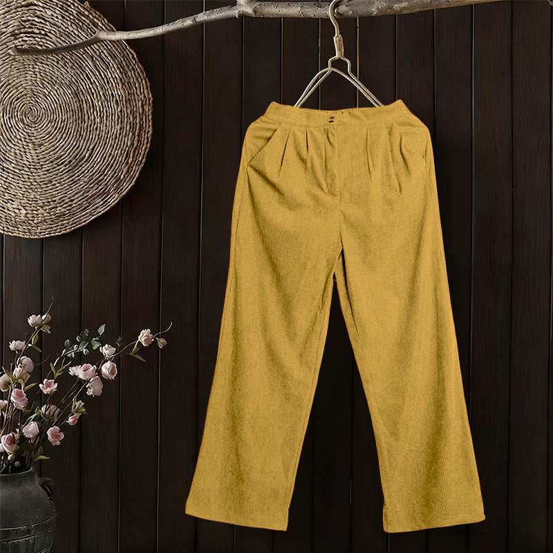 Buddha Stones Casual Corduroy Straight-leg Women's Pants With Pockets - image 25