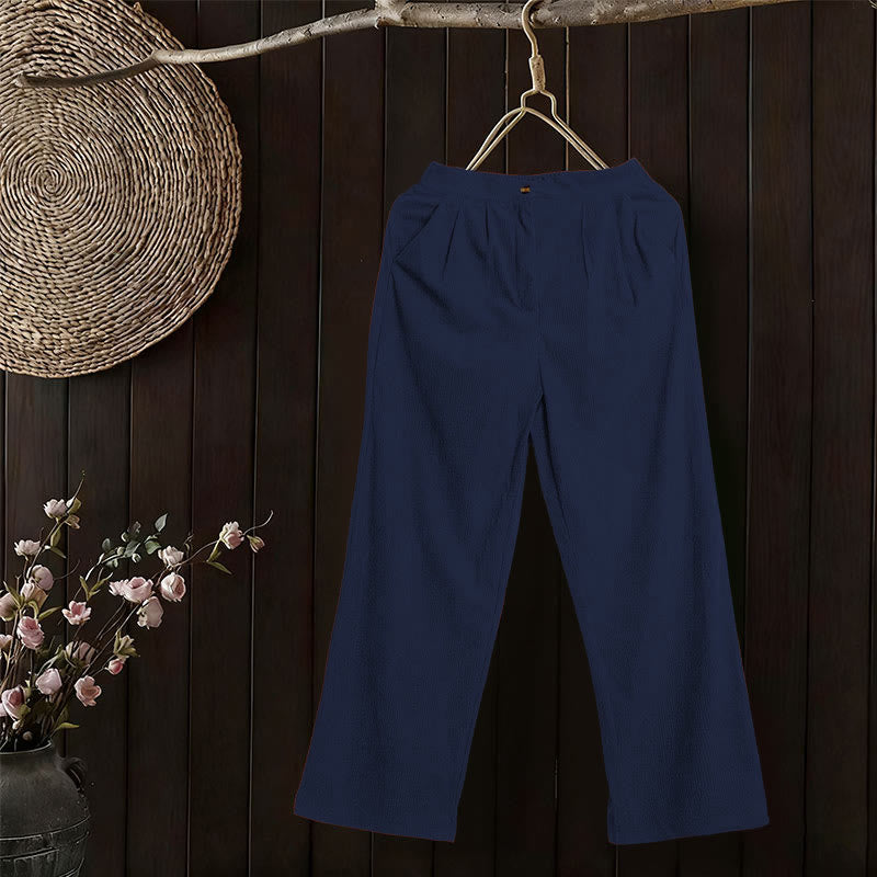 Buddha Stones Casual Corduroy Straight-leg Women's Pants With Pockets - image 30
