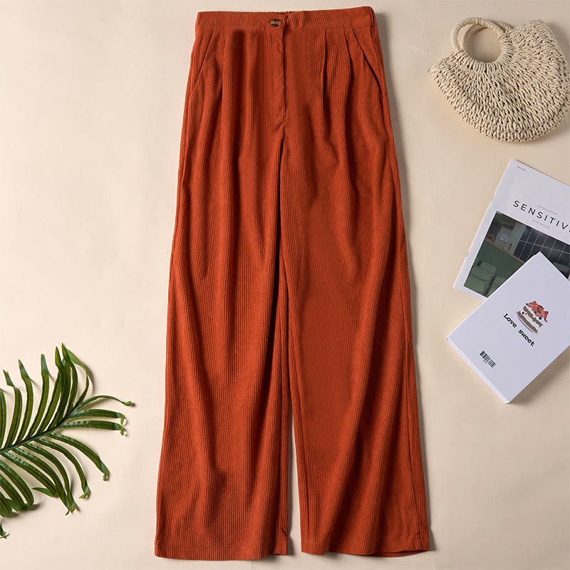 Buddha Stones Casual Corduroy Straight-leg Women's Pants With Pockets - Chocolate - US14，UK/AU18，EU46 (2XL) - image 26