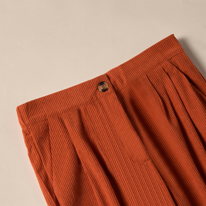 Buddha Stones Casual Corduroy Straight-leg Women's Pants With Pockets - image 29