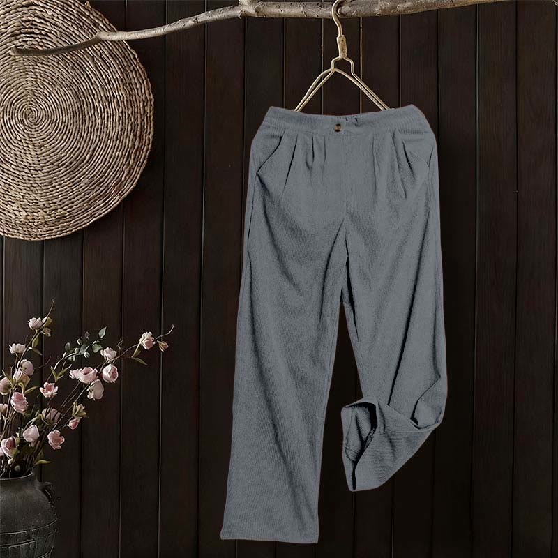 Buddha Stones Casual Corduroy Straight-leg Women's Pants With Pockets - image 38