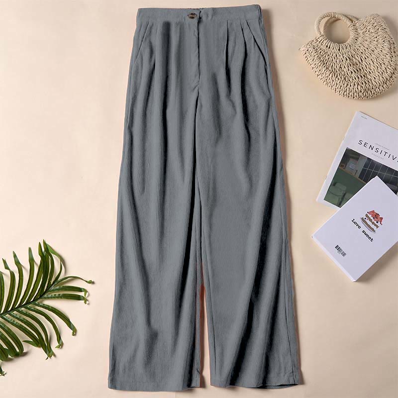 Buddha Stones Casual Corduroy Straight-leg Women's Pants With Pockets - Gray - US14，UK/AU18，EU46 (2XL) - image 42