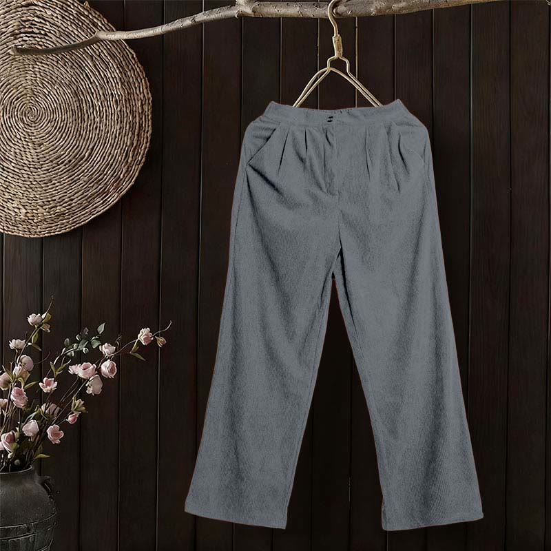 Buddha Stones Casual Corduroy Straight-leg Women's Pants With Pockets - image 36