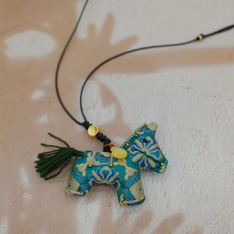Buddha Stones Year of the Horse Song Brocade Silk Four-sided Treasure Hanging Decoration - Song Brocade Four-sided Treasure - image 0