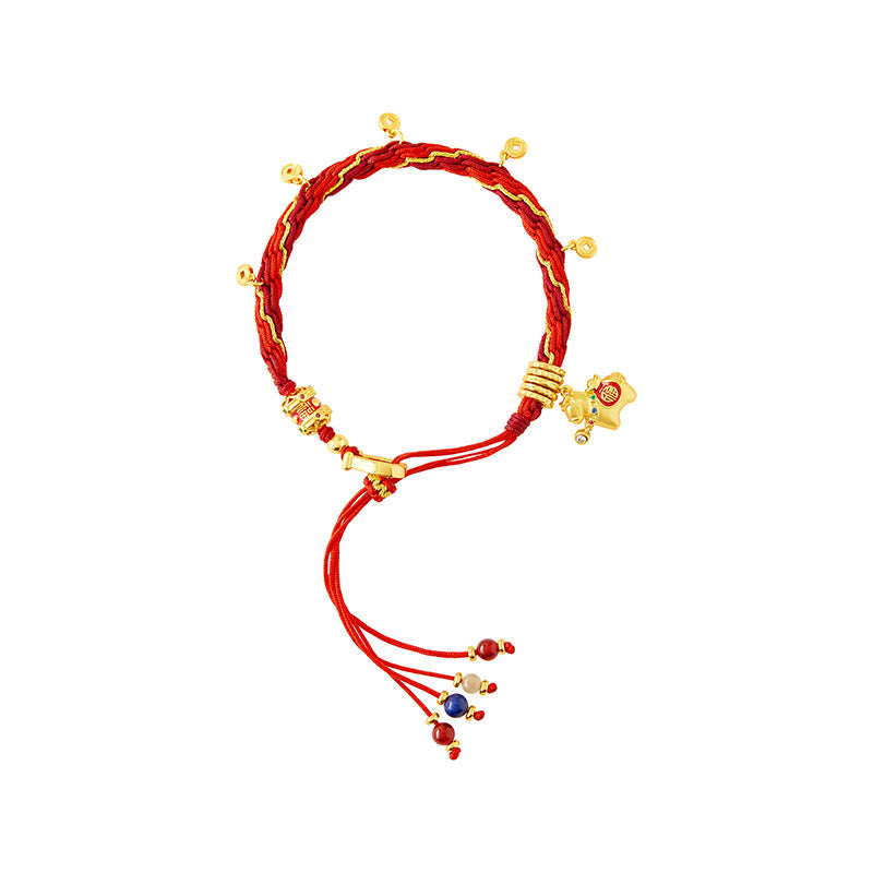 Buddha Stones Copper Plated 18k Gold Year Of The Horse Fu Character Red String Luck Braided Bracelet - image 12