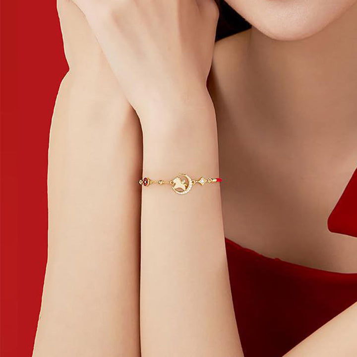 Buddha Stones Hetian Jade Year Of The Horse 925 Sterling Silver Zircon Abundance Red Rope Bracelet - image 4