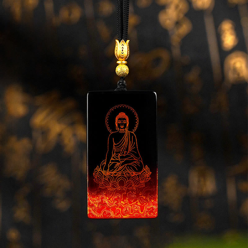 Buddha Stones Chinese Zodiac Natal Buddha Fu Character Lacquer Craft Sandalwood Pendant Necklace - Dog/Pig-Amitabha Buddha - image 19