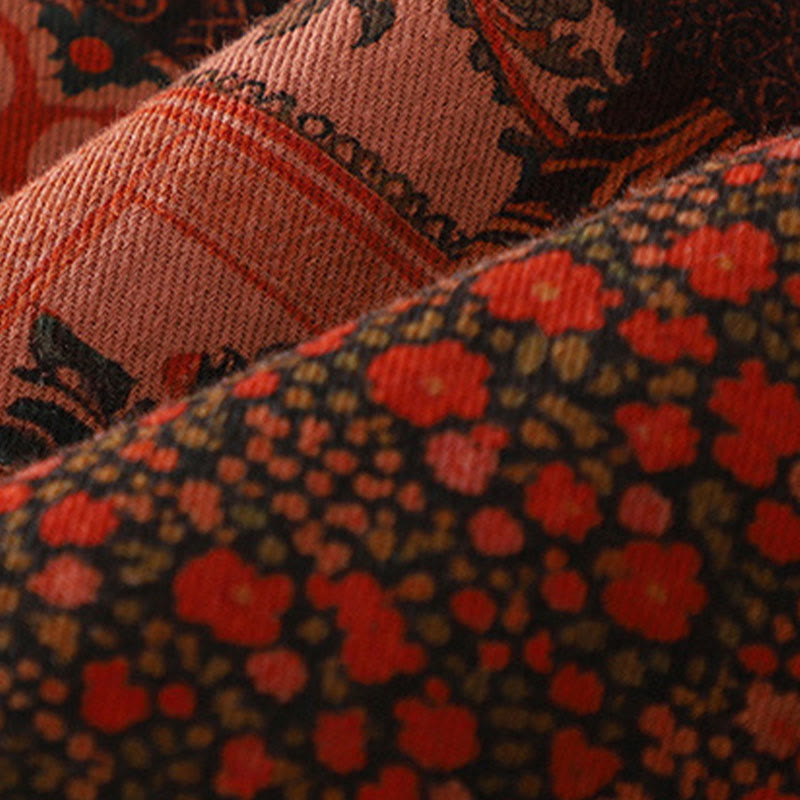 Buddha Stones Women's Ethnic Floral Long Sleeve Frog-buttons Cotton Thermal Jacket - image 6