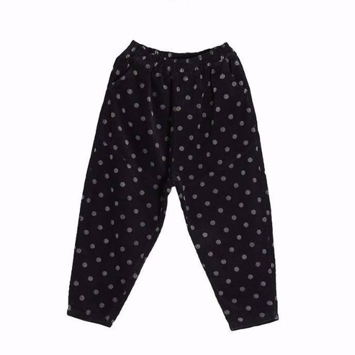 Buddha Stones Women's Fall Commute Printing Dot Pattern Corduroy Harem Pants With Pockets - image 18