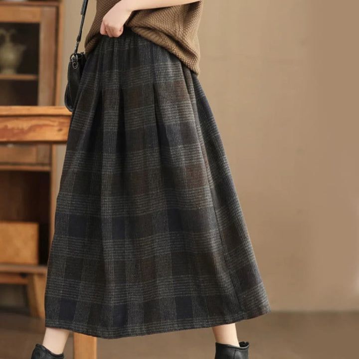 Buddha Stones Women's Winter Plaid Pattern Cotton Thermal 7-8 Length Skirt With Pockets - Gray - US6，UK/AU10，EU38 (XL) - image 15