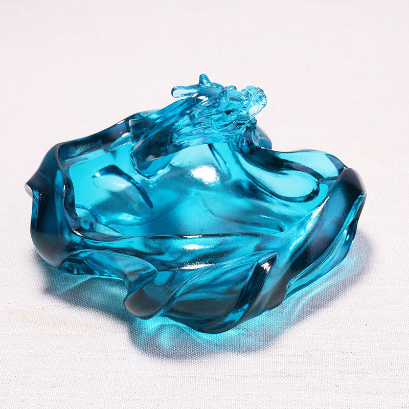 Buddha Stones Handmade Blue Dragon Liuli Crystal Art Piece Success Home Office Decoration - image 4