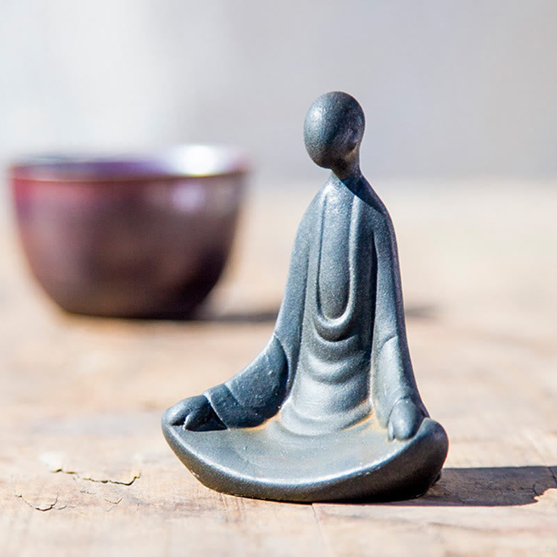 Buddha Stones Handmade Sitting Formless Buddha Iron Powder Rust Cast Resin Statue Decoration - image 2