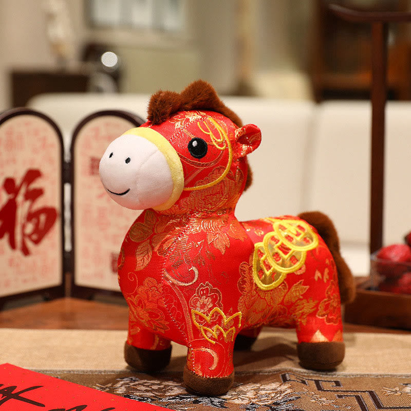 Buddha Stones Year of the Horse Copper Coins Plush Doll Home Decoration - Red - 21*10*22cm - image 8