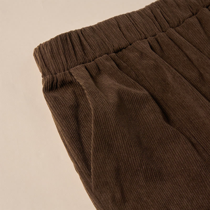 Buddha Stones Women's Commute Pure Color Corduroy Pants With Pockets - image 6
