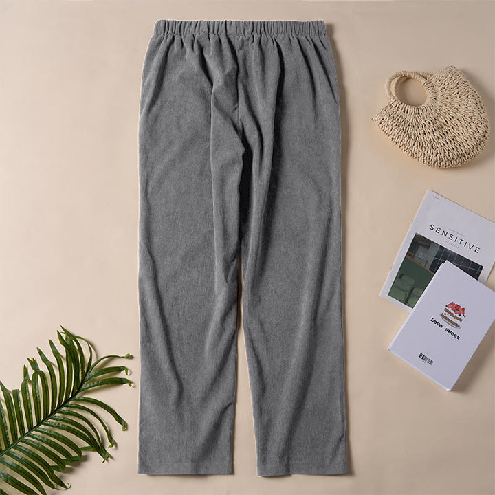 Buddha Stones Women's Commute Pure Color Corduroy Pants With Pockets - image 16