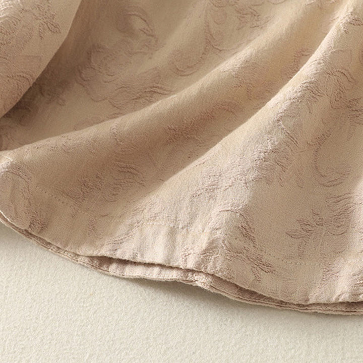 Buddha Stones Spring Plain Jacquard Design Women's Cotton Zen Long Sleeve Shirt - image 9