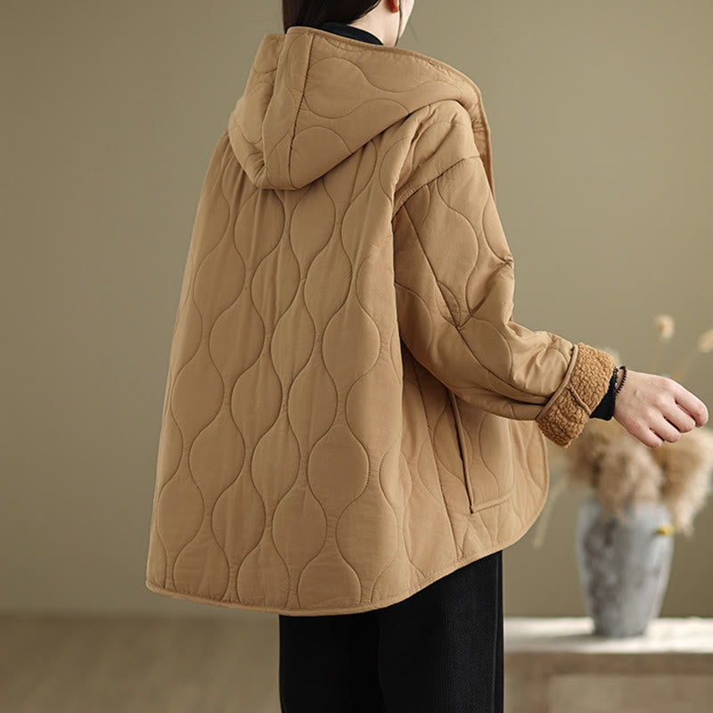 Buddha Stones Women's Plain Long Sleeve Hoodie Design Cotton hermal Fleece-Lined Jacket With Pockets - image 6