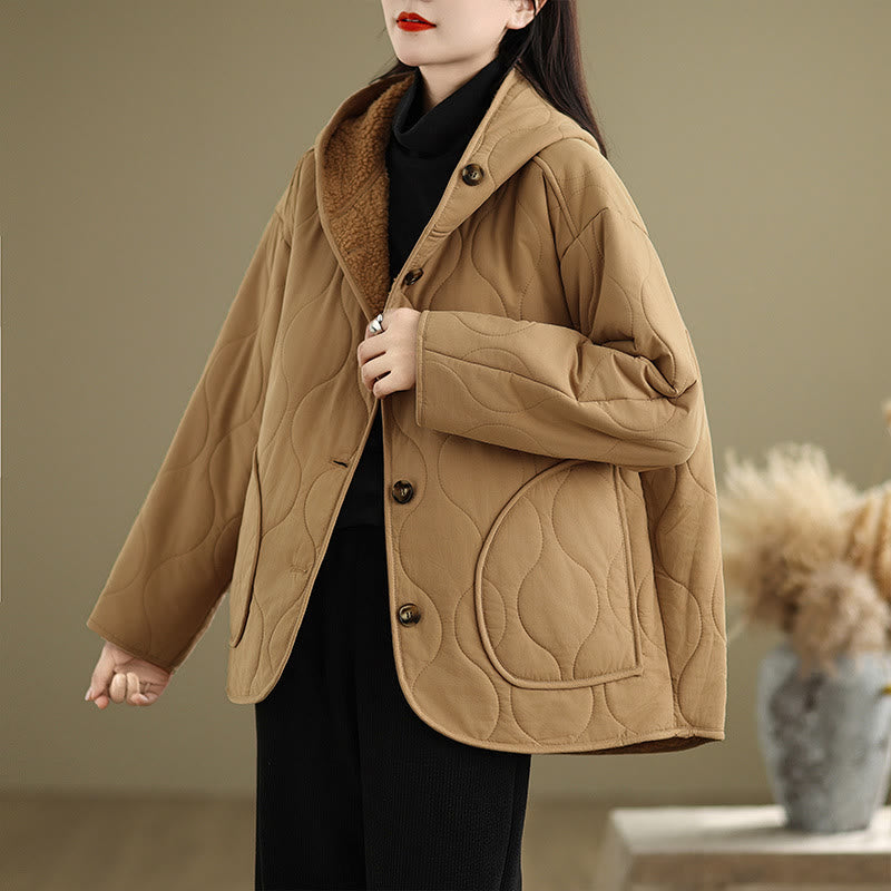 Buddha Stones Women's Plain Long Sleeve Hoodie Design Cotton hermal Fleece-Lined Jacket With Pockets - image 5