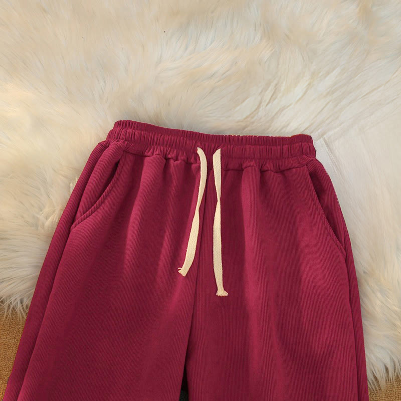 Buddha Stones Women's Patchwork Cotton Corduroy Fleece-Lined Wide Leg Pants With Pockets - image 30