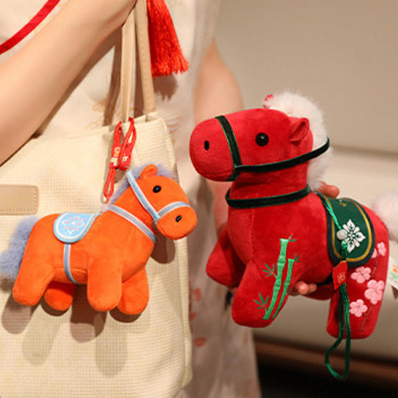 Buddha Stones Year of the Horse Bamboo Dragon Lotus Phoenix Plush Doll Home Decoration - image 12