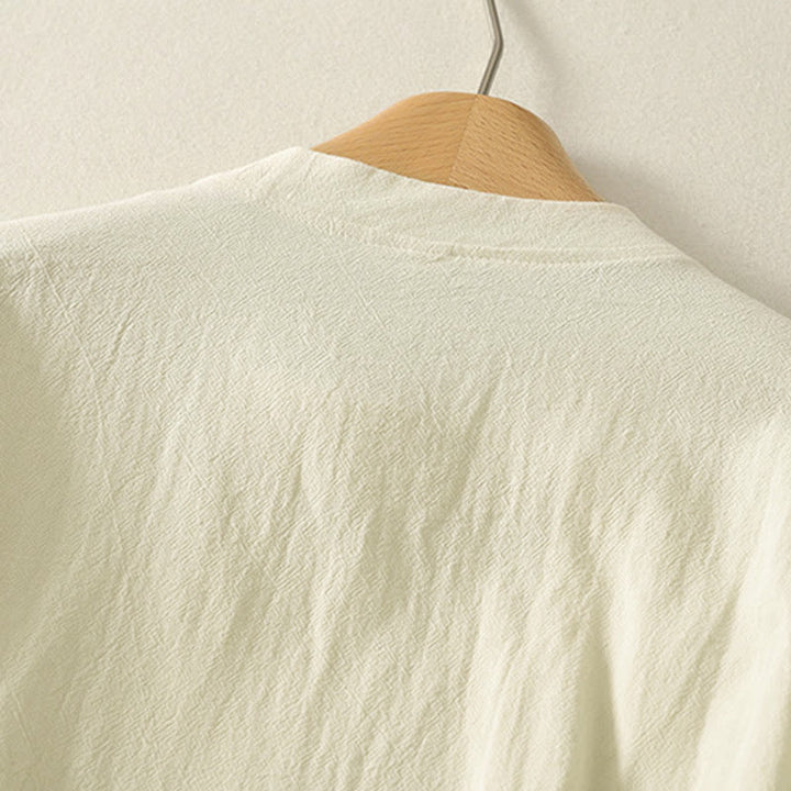 Buddha Stones Asymmetrical Front Frog-button Long Sleeve Women's Cotton Shirt - image 9