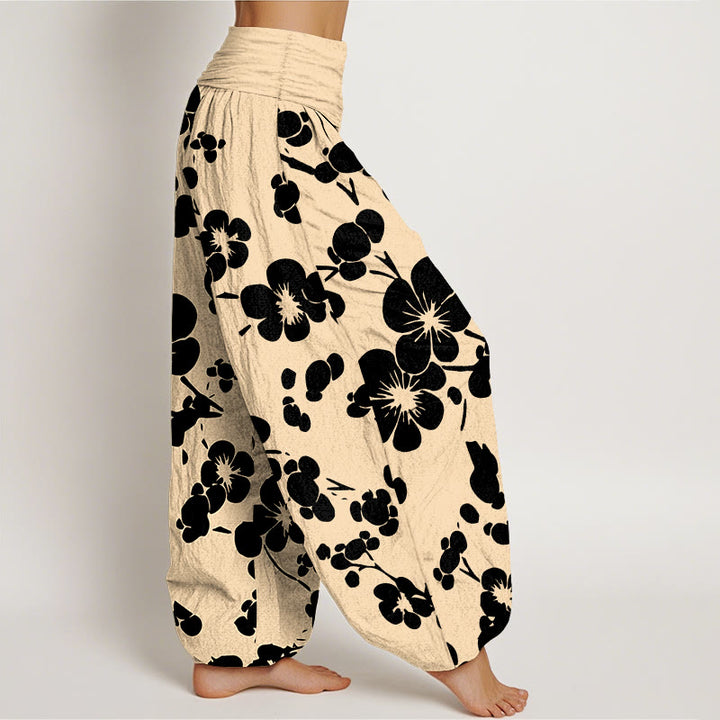 Buddha Stones Pure Cotton Blooming Floral Flowers Women's Elastic Waist Harem Pants - image 7