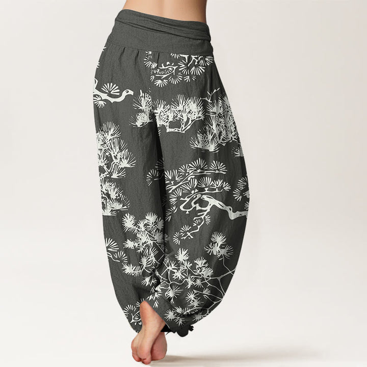 Buddha Stones Pure Cotton Pine Tree Branches Women's Elastic Waist Harem Pants - image 1