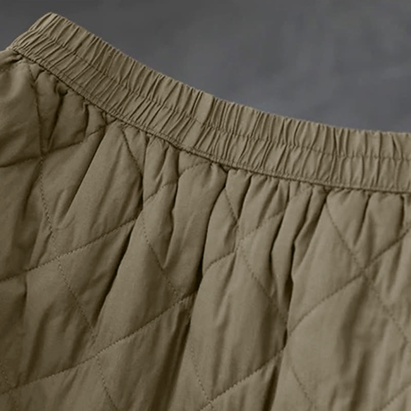 Buddha Stones Women's Plain Cotton Padded Thermal 7-8 Length Skirt With Pockets - image 4