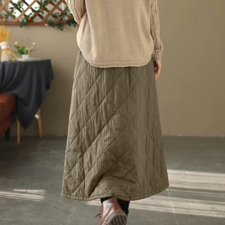 Buddha Stones Women's Plain Cotton Padded Thermal 7-8 Length Skirt With Pockets - image 2