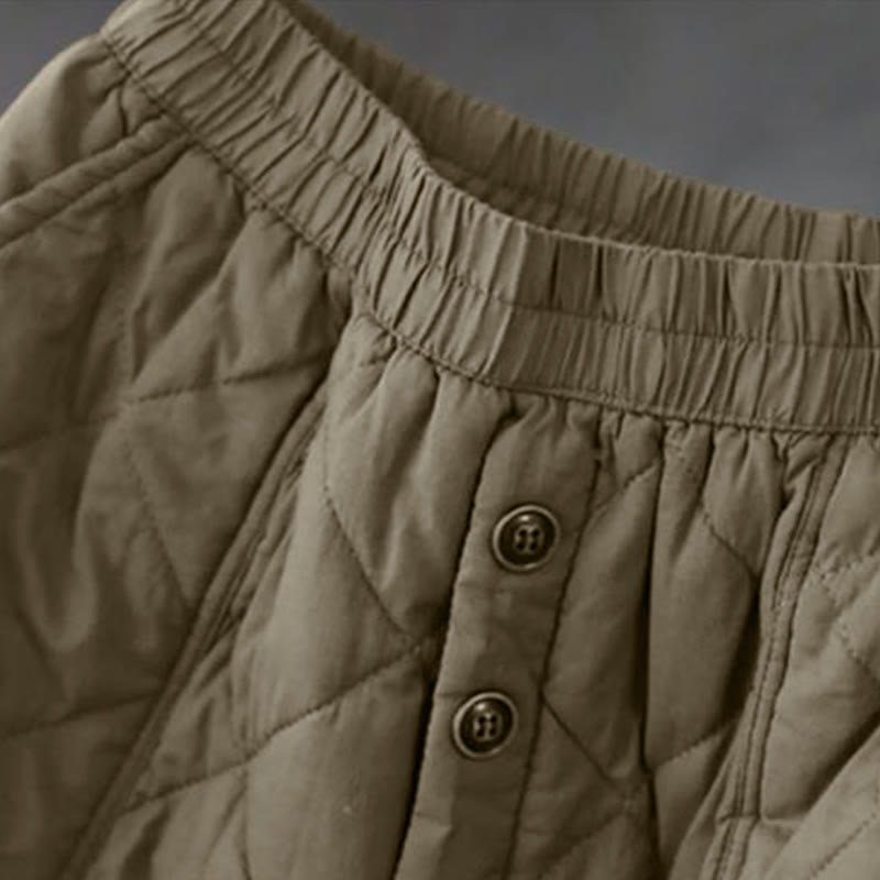 Buddha Stones Women's Plain Cotton Padded Thermal 7-8 Length Skirt With Pockets - image 3