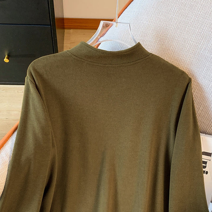 Buddha Stones Spring Solid Color Stand Collar Frog-button Design Women's Cotton Long Sleeve Shirt - image 17