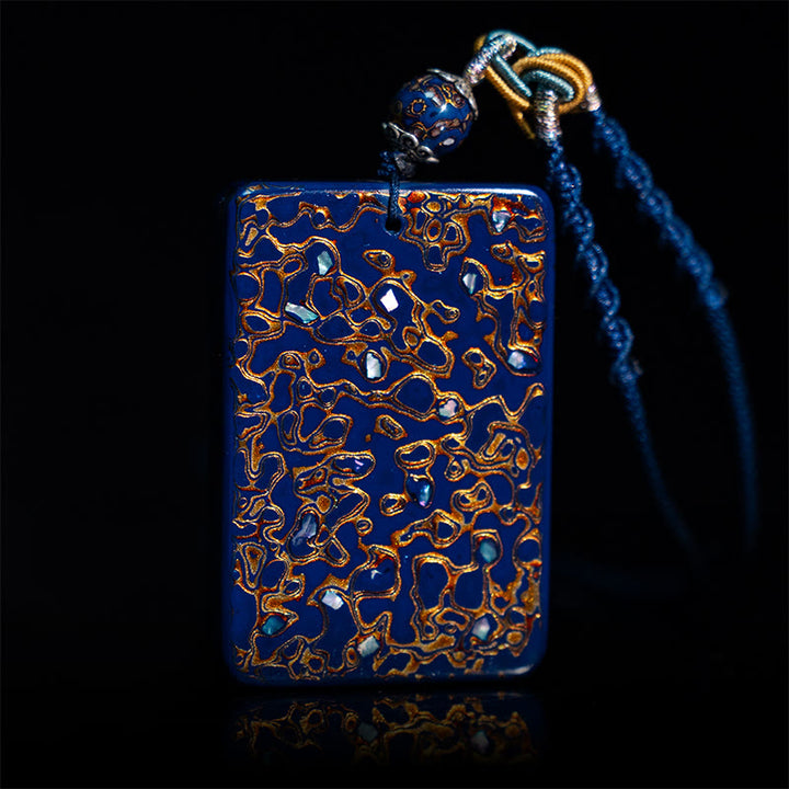 Buddha Stones Handcrafted Lacquer Craft Sandalwood Protection Pendant Necklace - DarkBlue(Pendant Size:4*6*1cm) - image 18