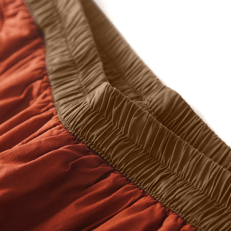 Buddha Stones Women's Winter Plain Elastic Waist Design Thickened Harem Pants With Pockets - image 8