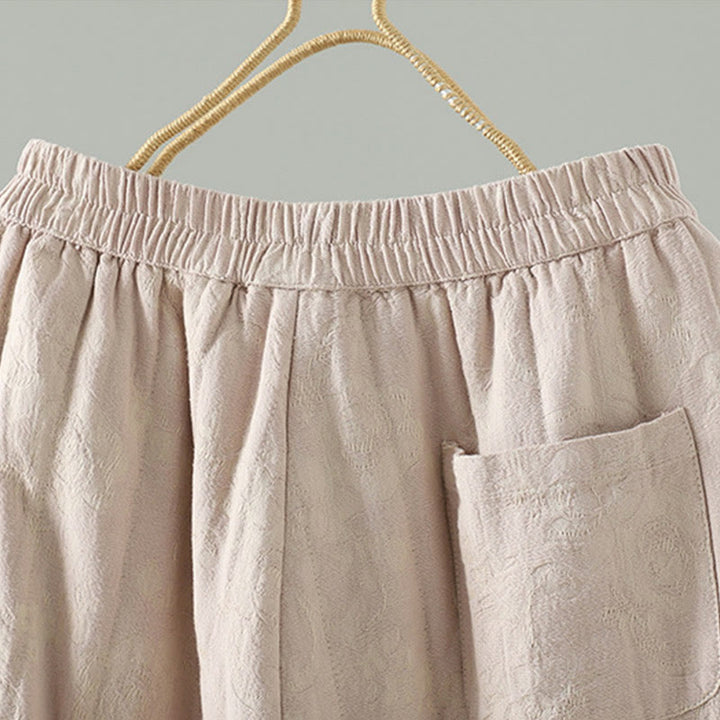 Buddha Stones Jacquard Cotton-padded Women's Wide Leg Thermal Ankle-Length Pants With Pockets - image 13