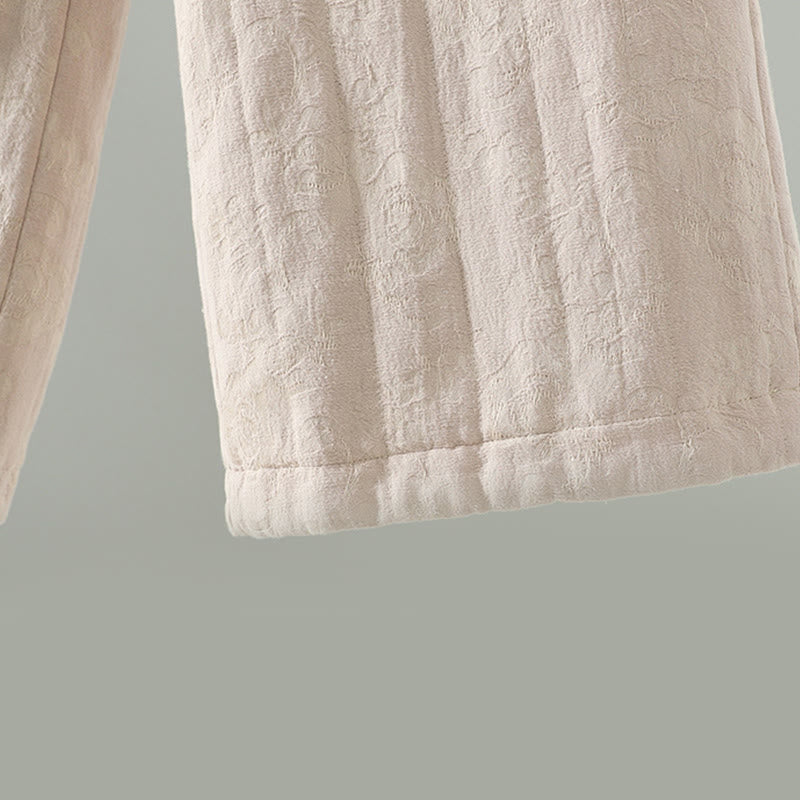 Buddha Stones Jacquard Cotton-padded Women's Wide Leg Thermal Ankle-Length Pants With Pockets - image 18