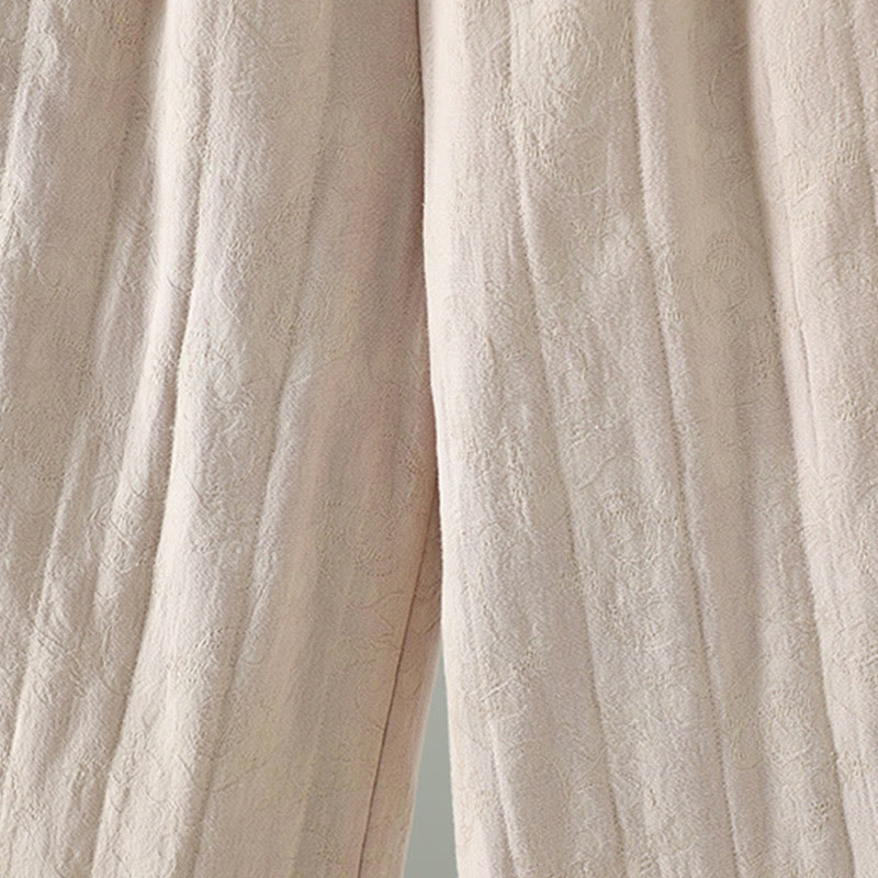 Buddha Stones Jacquard Cotton-padded Women's Wide Leg Thermal Ankle-Length Pants With Pockets - image 16