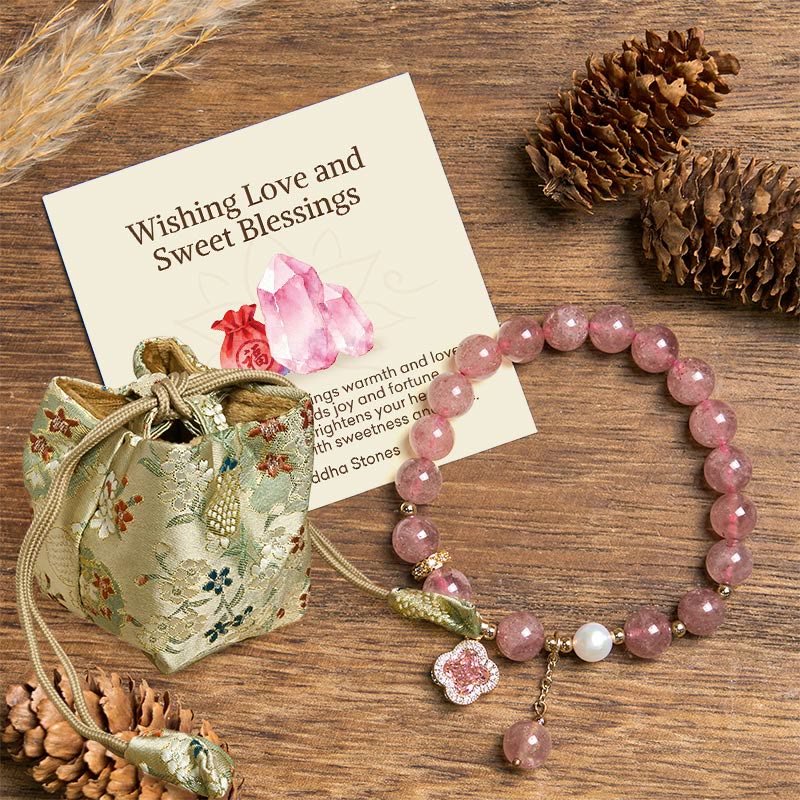 Buddha Stones "Wishing Love and Sweet Blessings" Quartz Bracelet Includes Gift Message Card - Strawberry Quartz(Love♥Healing) - Deluxe Gift Bag (+$9.59) - image 7