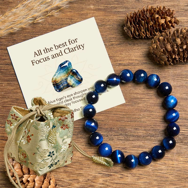 Buddha Stones "All the best for Focus and Clarity" Tiger Eye Bracelet Includes Gift Message Card - Blue Tiger Eye(Wrist Circumference: 14-16cm) - 12mm - Deluxe Gift Bag (+$9.59) - image 7