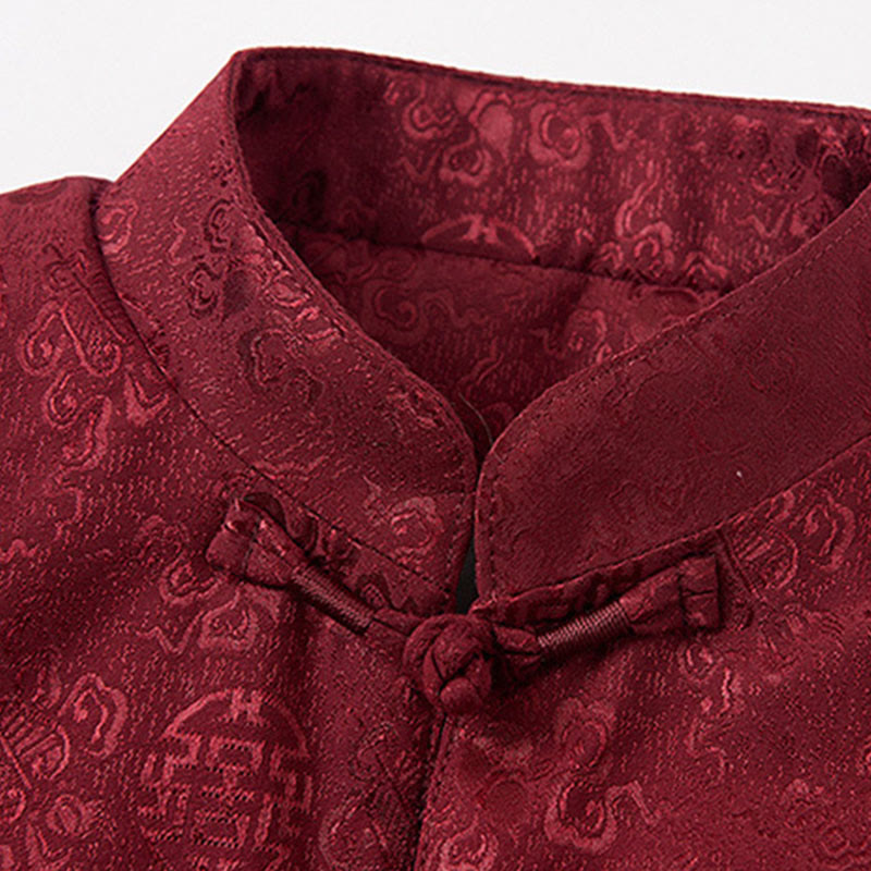 Buddha Stones Embroidery Pattern Stand Collar Long Sleeve Men's Tang Suit Jacket With Pockets - image 4